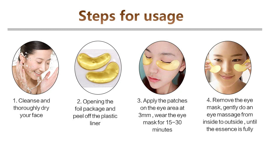 InniCare 50/60/80/100 Pcs Crystal Collagen Gold Eye Mask