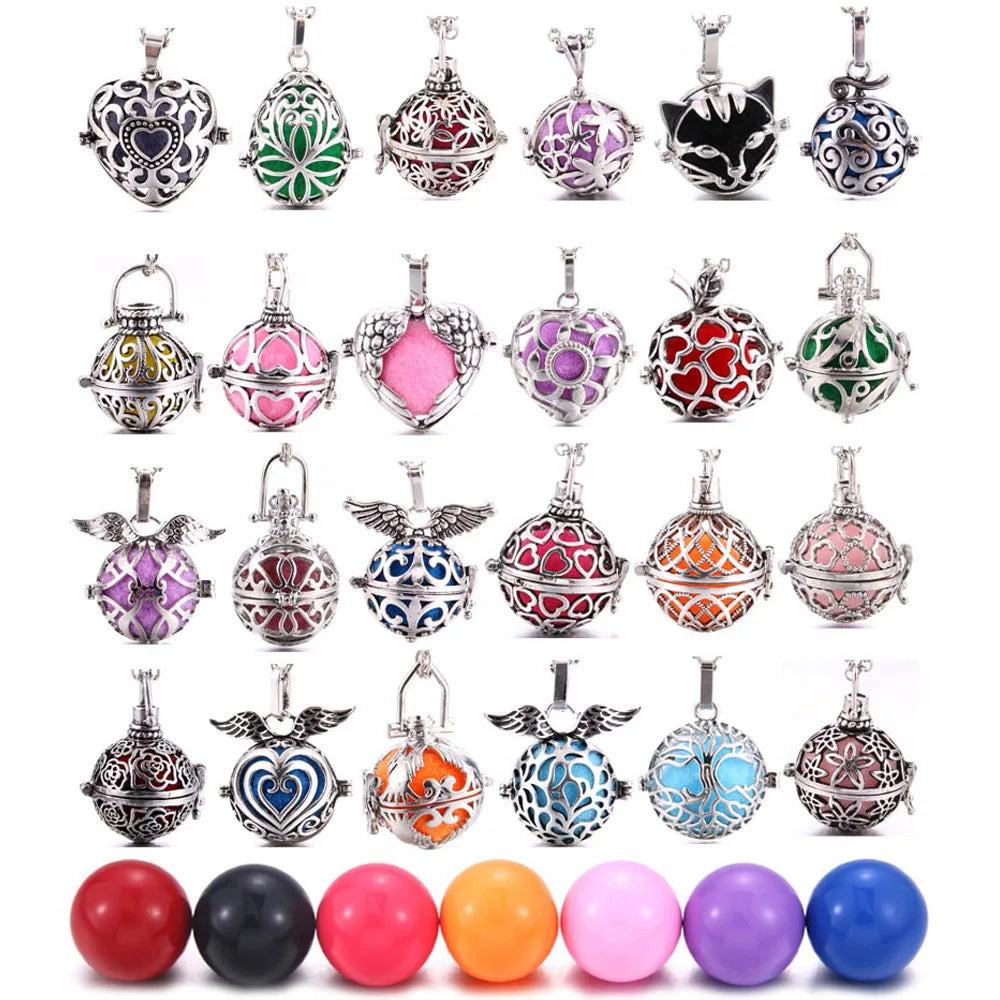 Harmony Necklace Jewelry Mexico Chime Bell Lava Stone Aromatherapy Diffuser Pendant for Women