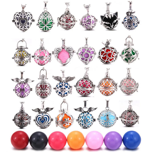 Harmony Necklace Jewelry Mexico Chime Bell Lava Stone Aromatherapy Diffuser Pendant for Women