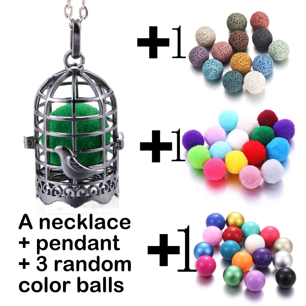 Harmony Necklace Jewelry Mexico Chime Bell Lava Stone Aromatherapy Diffuser Pendant for Women