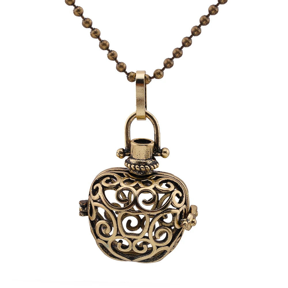 Mexico Chime Music Ball Aromatherapy Necklace Copper Pendant