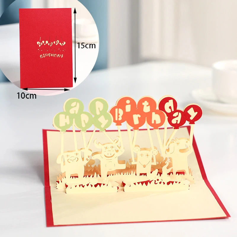 3D Pop Up Card Animal Park Happy Birthday Invitation Card