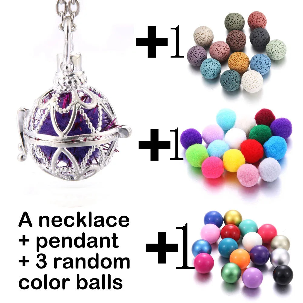 Harmony Necklace Jewelry Mexico Chime Bell Lava Stone Aromatherapy Diffuser Pendant for Women