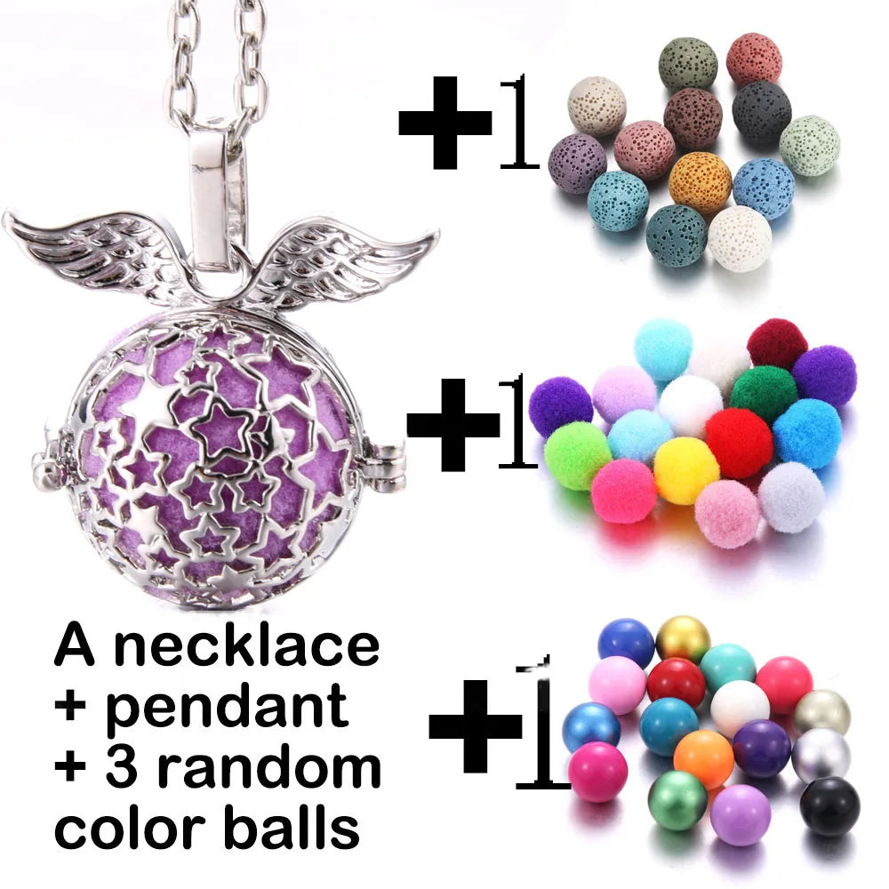 Harmony Necklace Jewelry Mexico Chime Bell Lava Stone Aromatherapy Diffuser Pendant for Women