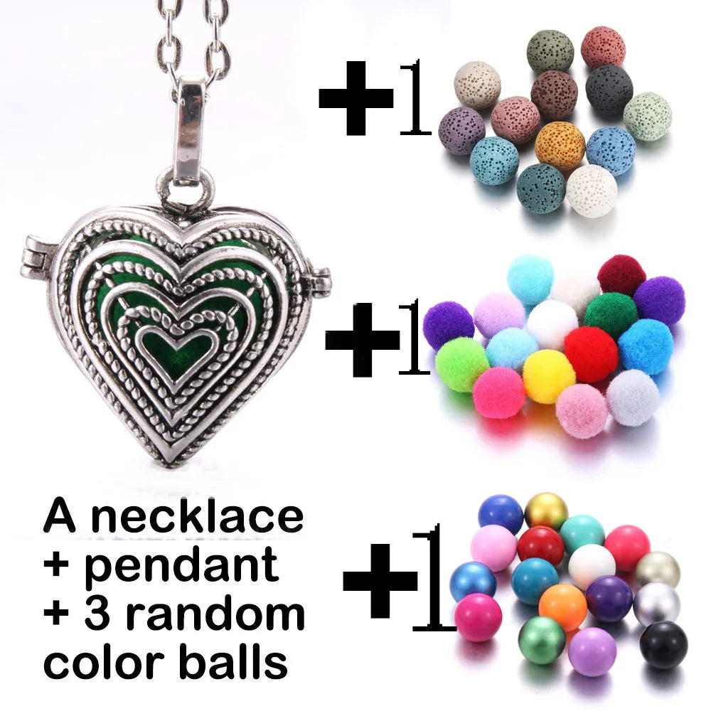 Harmony Necklace Jewelry Mexico Chime Bell Lava Stone Aromatherapy Diffuser Pendant for Women