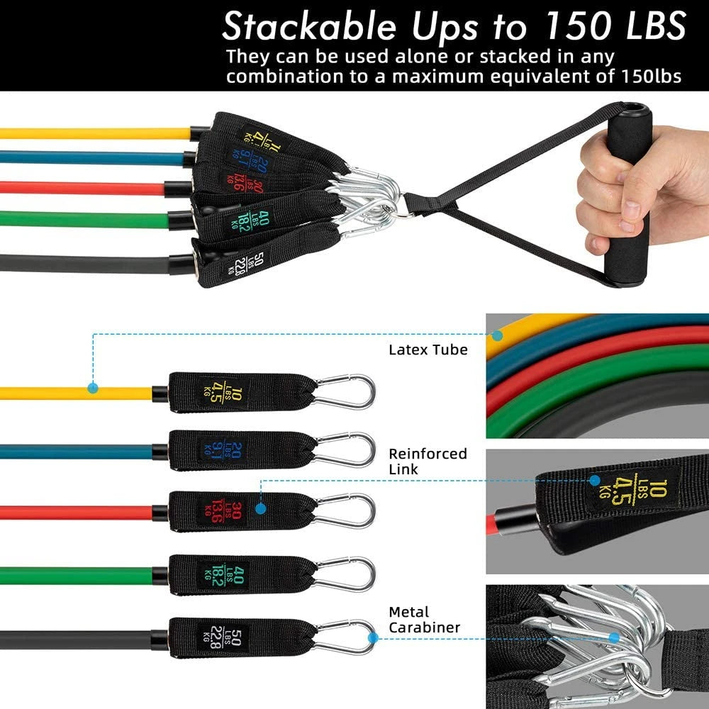 150lb Fitness Resistance Bands Set for Tranquil Home Workouts