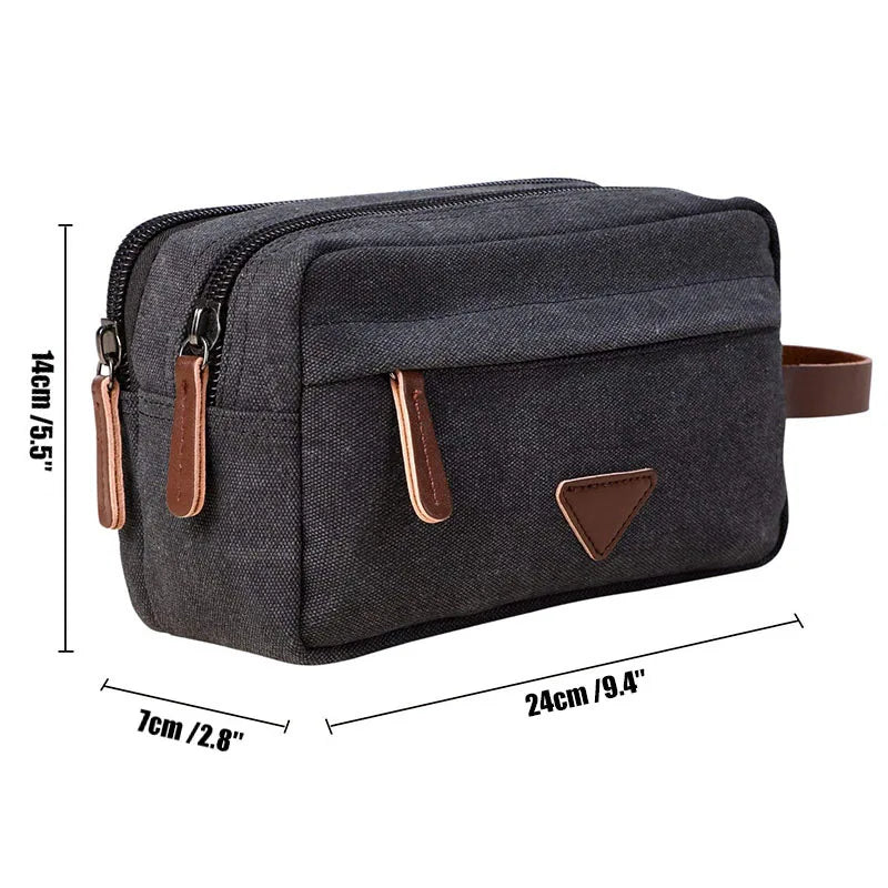 Men Clutch Bag Toiletry Kit Canvas Travel Waterproof Beauty Case