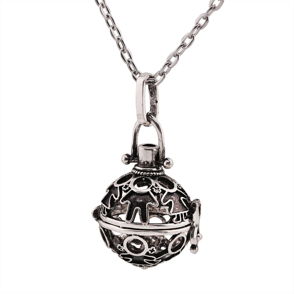 Mexico Chime Music Ball Aromatherapy Necklace Copper Pendant