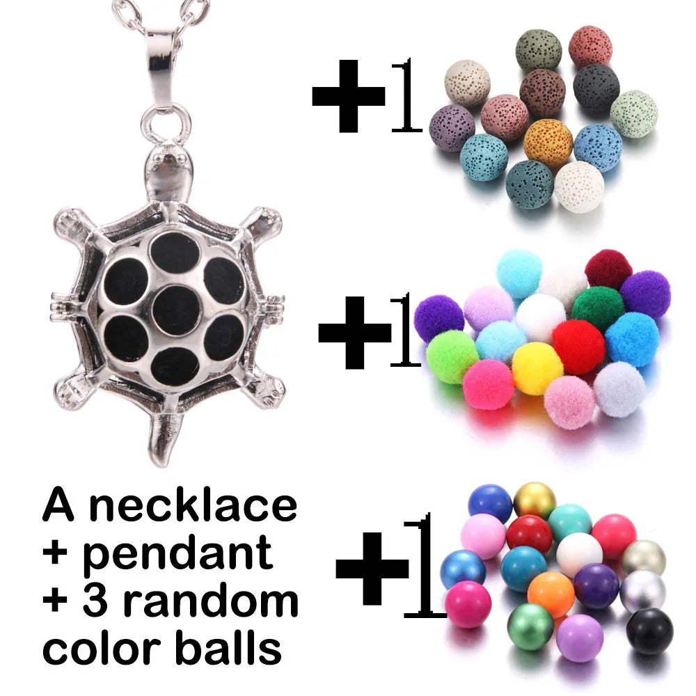 Harmony Necklace Jewelry Mexico Chime Bell Lava Stone Aromatherapy Diffuser Pendant for Women