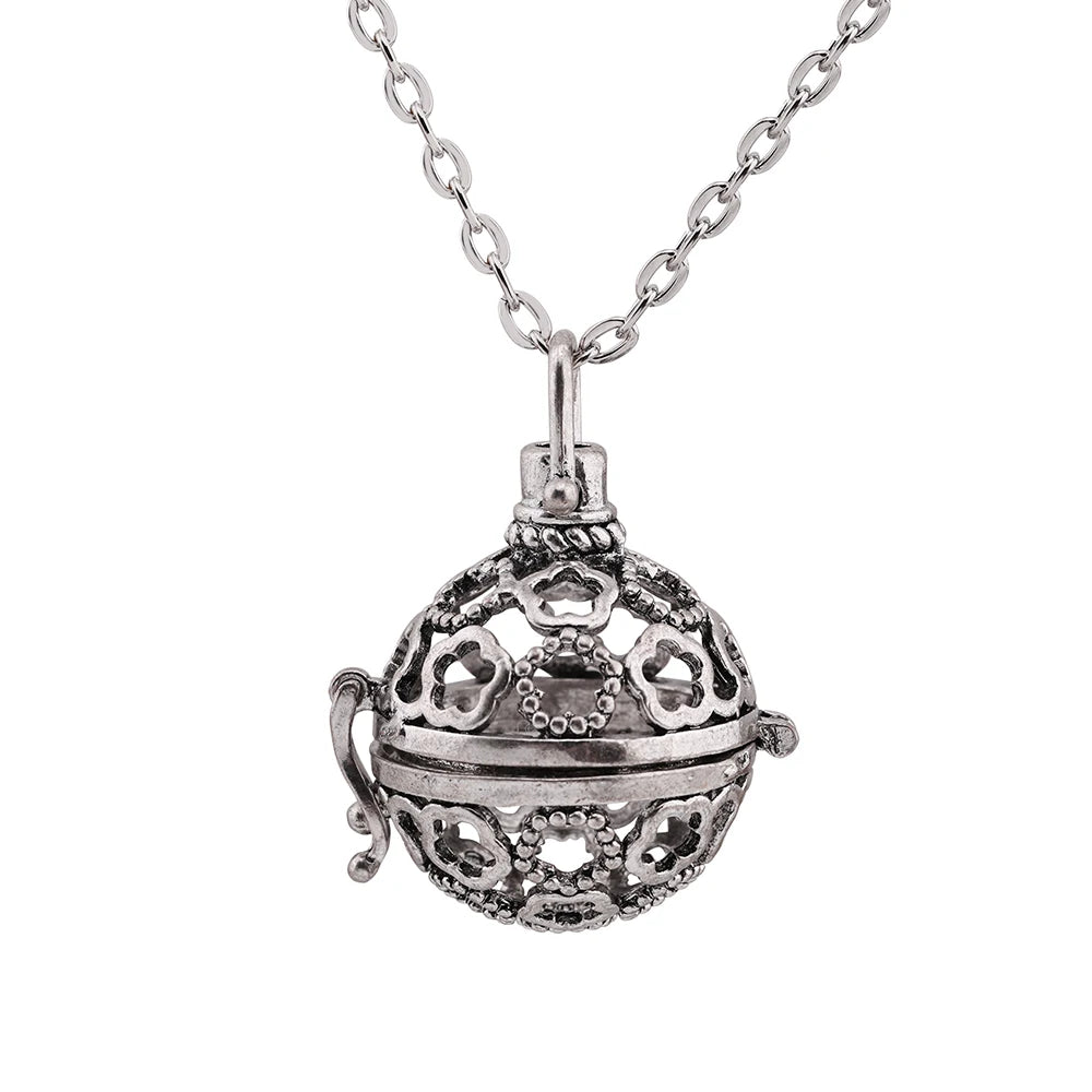 Mexico Chime Music Ball Aromatherapy Necklace Copper Pendant