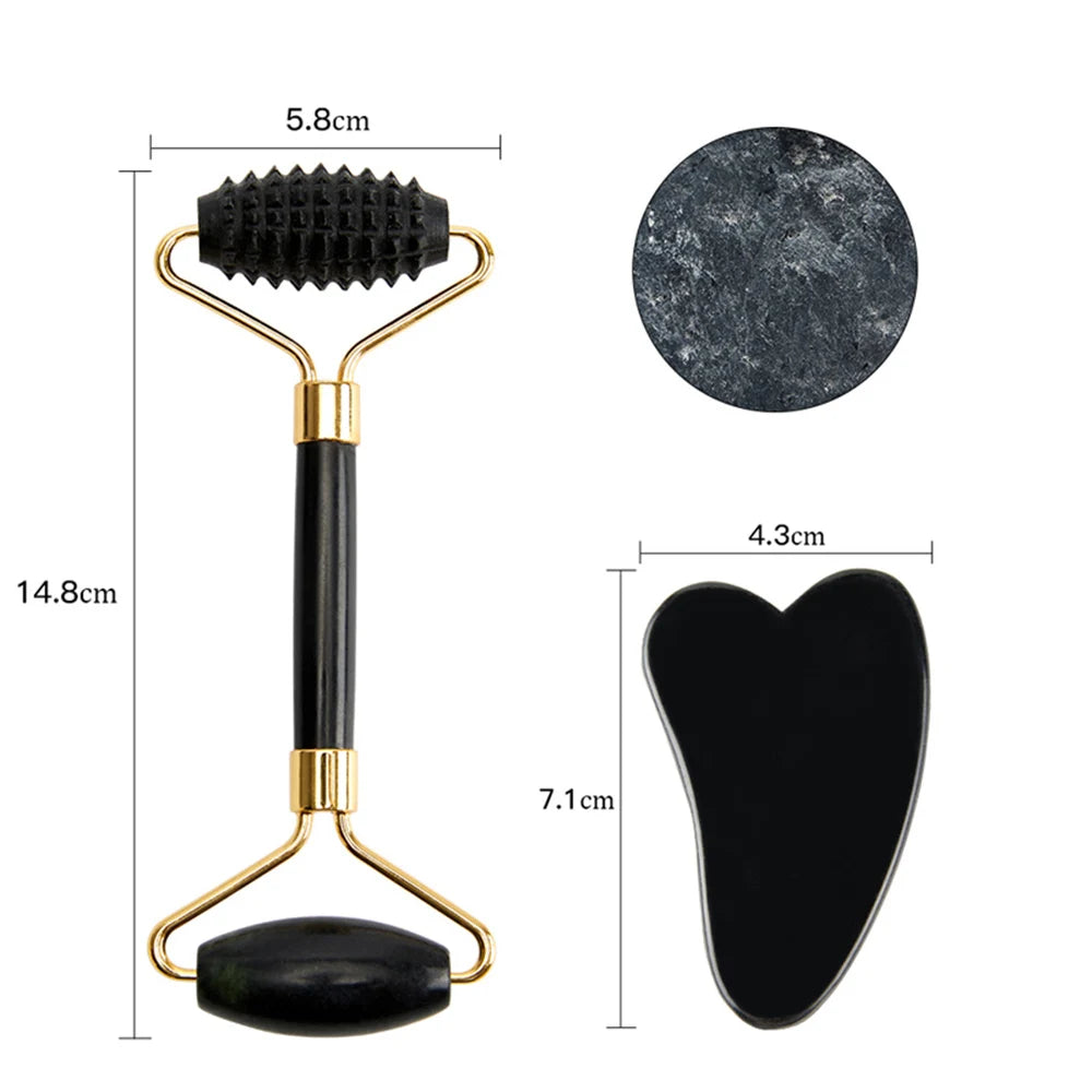 Obsidian Jade Roller Stone Natural Facial Massager Tool