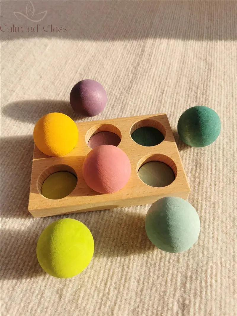 High Quality Wooden Toys Pastel Basswood Rainbow Stacking Blocks Pine Building Semi Sorting Peg Dolls Balls for Kids Play Calm and Class