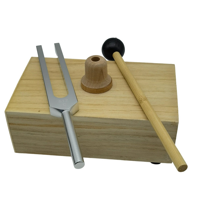 Tuning Fork 512HZ Vibration with Wood Resonator Box for Meditation