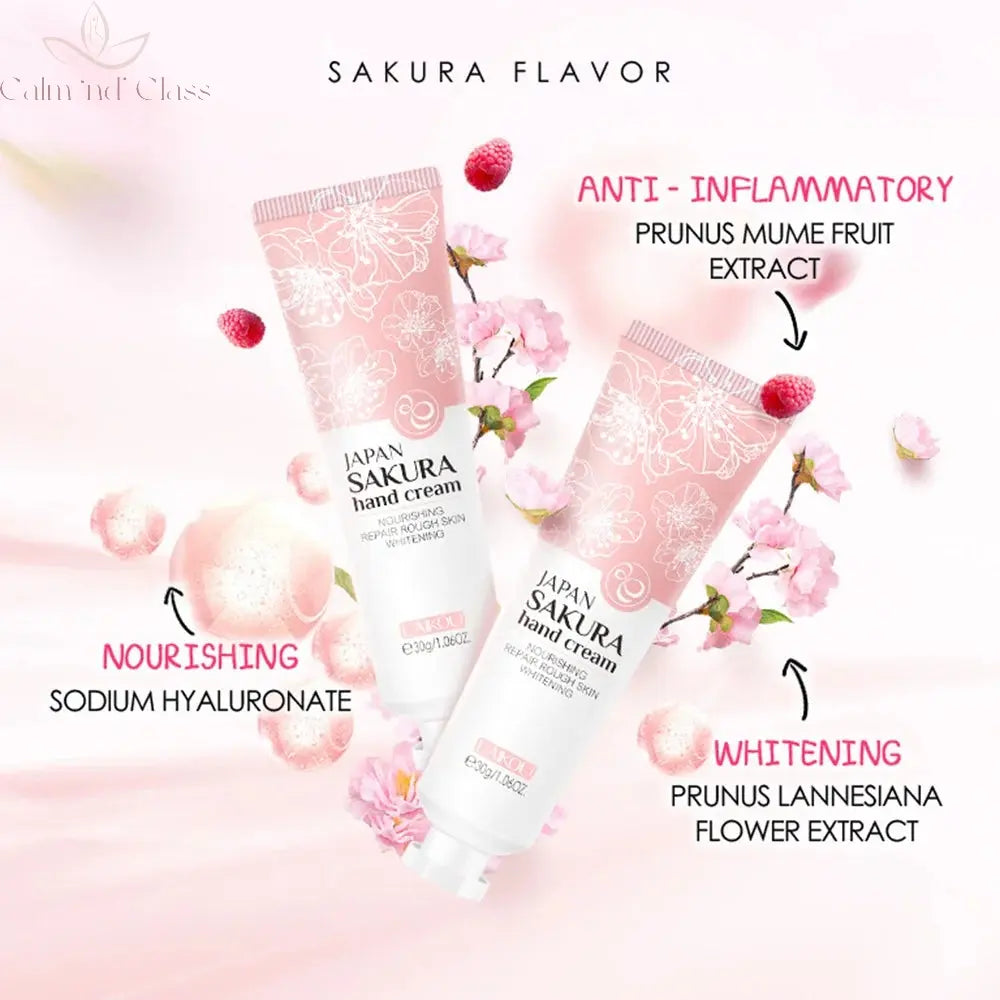 LAIKOU 8Pcs Sakura Facial Skin Care Set Moisturizing Nourishing Serum Soothing Cream Repairing Lip Balm Hand Cream Beauty Makeup Calm and Class