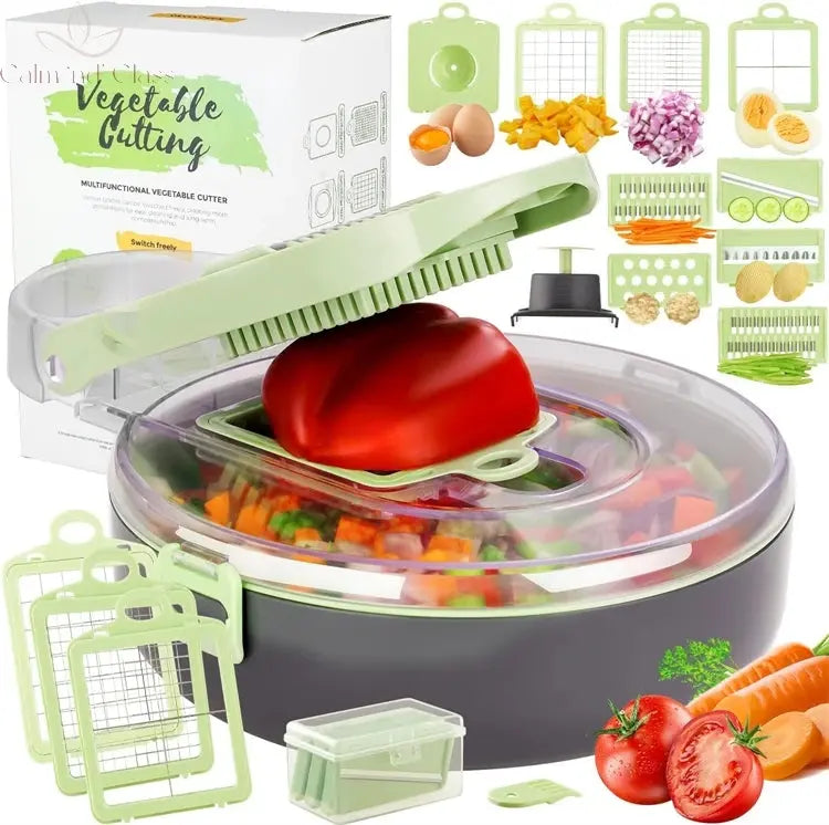 LMETJMA 9 in 1 Vegetable Chopper Slicer Mandoline Veggie Slicer Onion Chopper Vegetable Slicer Dicer Cutter with Container JT255 Calm and Class