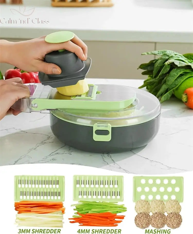 LMETJMA 9 in 1 Vegetable Chopper Slicer Mandoline Veggie Slicer Onion Chopper Vegetable Slicer Dicer Cutter with Container JT255 Calm and Class