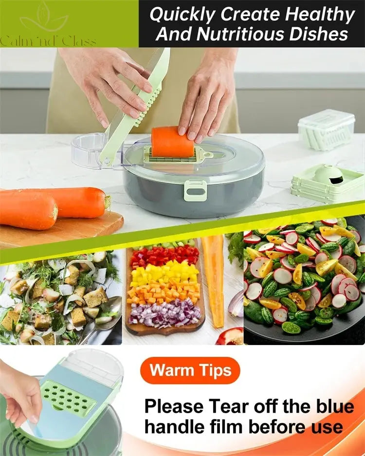 LMETJMA 9 in 1 Vegetable Chopper Slicer Mandoline Veggie Slicer Onion Chopper Vegetable Slicer Dicer Cutter with Container JT255 Calm and Class