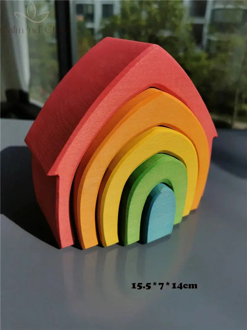 Montessori Wooden Toys Elemental Rainbow Stacking Blocks /Unpaint Wood Tree Building Stacking Car Volcano Coral Sea Wave Calm and Class