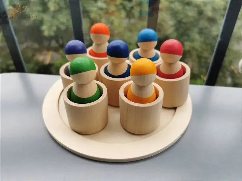 Montessori Wooden Toys Elemental Rainbow Stacking Blocks /Unpaint Wood Tree Building Stacking Car Volcano Coral Sea Wave Calm and Class