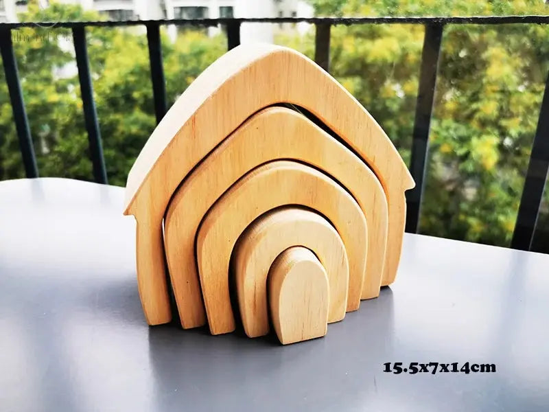 Montessori Wooden Toys Elemental Rainbow Stacking Blocks /Unpaint Wood Tree Building Stacking Car Volcano Coral Sea Wave Calm and Class