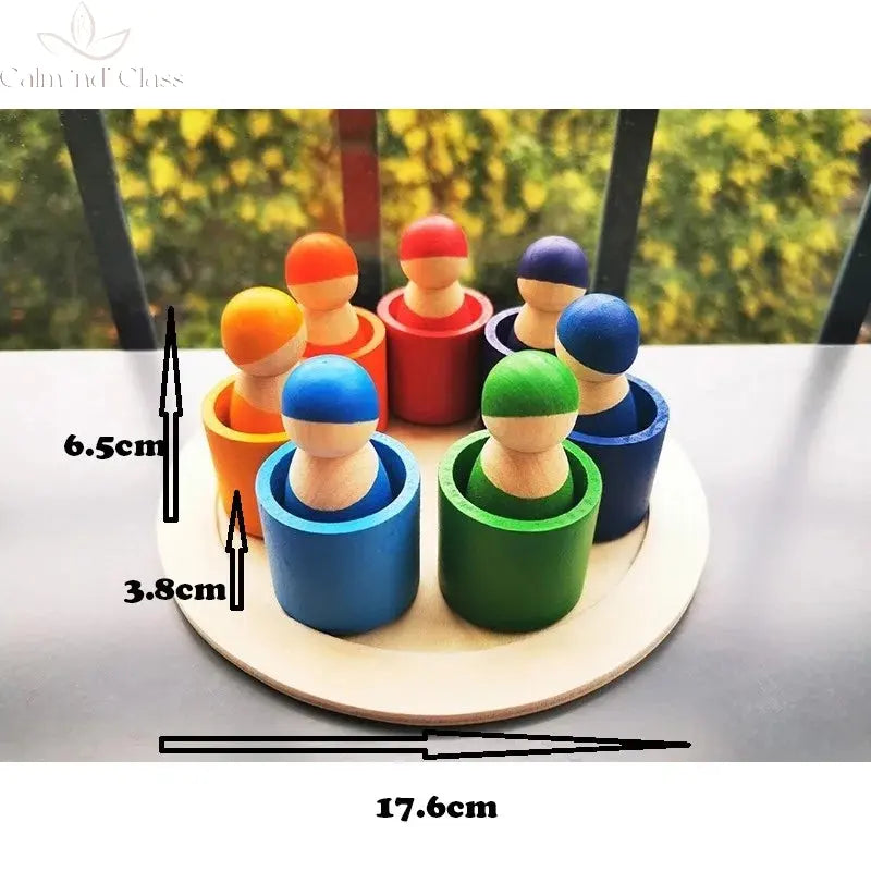 Montessori Wooden Toys Elemental Rainbow Stacking Blocks /Unpaint Wood Tree Building Stacking Car Volcano Coral Sea Wave Calm and Class