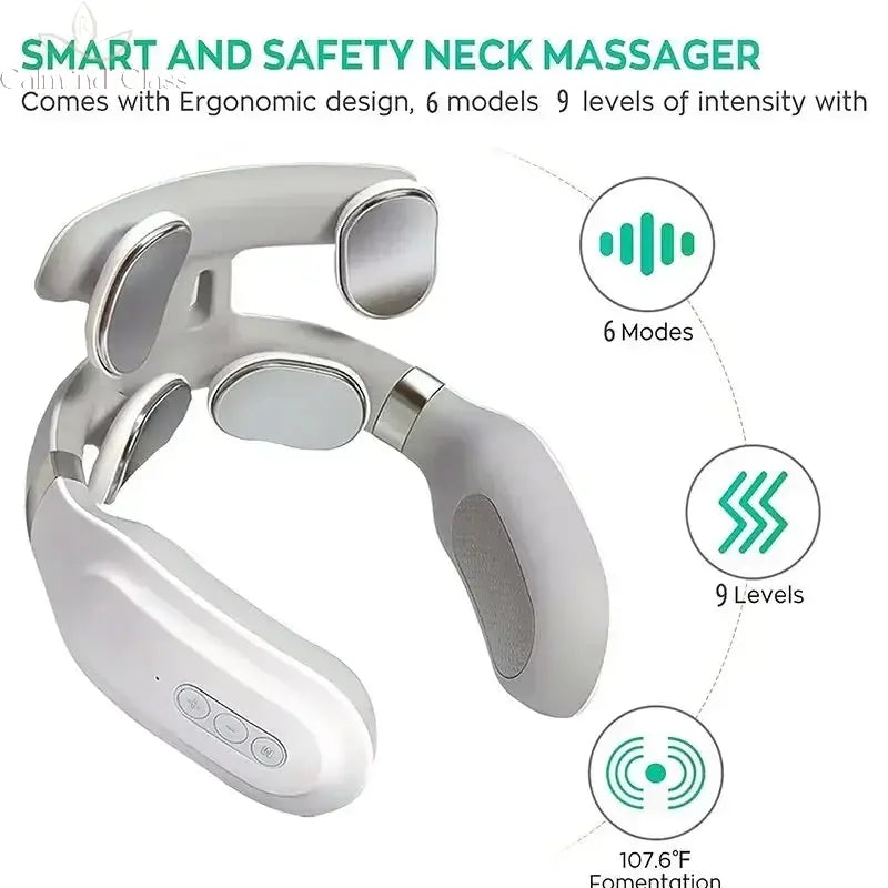 Neck Massage Machines Intelligent Electric, Rechargeable, Heating, Hot Pressing, Magnetic Pulse Neck Massage Instrument Calm and Class