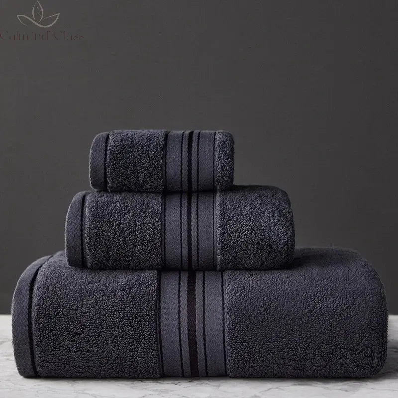 New Egyptian Cotton Bath Towel Set High-Quality Solid Color Thicken Bathroom Towel Set Soft Comfortable Calm and Class