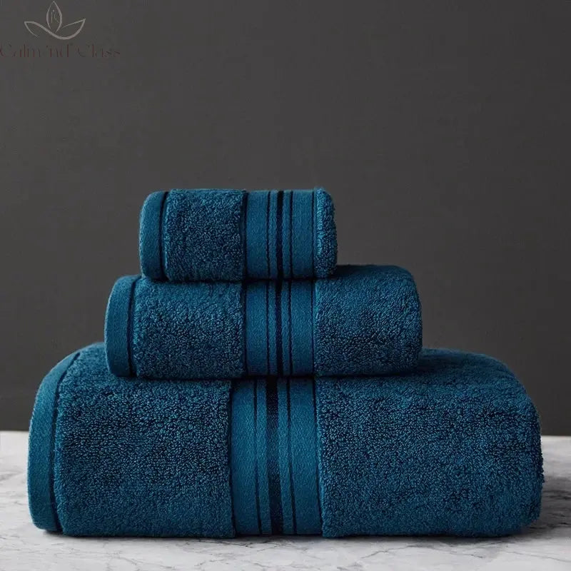 New Egyptian Cotton Bath Towel Set High-Quality Solid Color Thicken Bathroom Towel Set Soft Comfortable Calm and Class