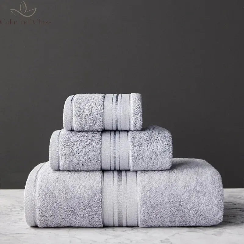 New Egyptian Cotton Bath Towel Set High-Quality Solid Color Thicken Bathroom Towel Set Soft Comfortable Calm and Class