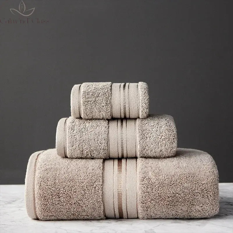 New Egyptian Cotton Bath Towel Set High-Quality Solid Color Thicken Bathroom Towel Set Soft Comfortable Calm and Class