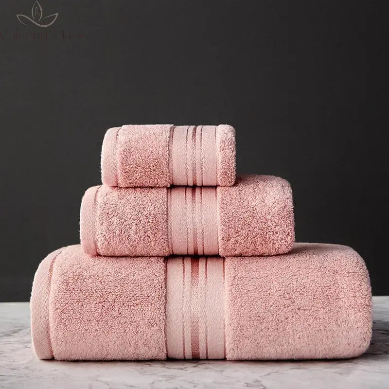 New Egyptian Cotton Bath Towel Set High-Quality Solid Color Thicken Bathroom Towel Set Soft Comfortable Calm and Class