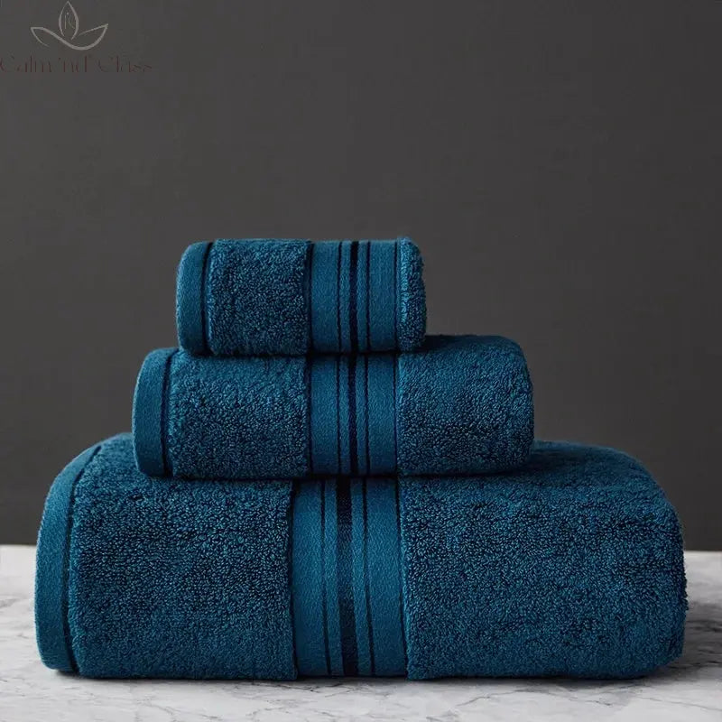 New Egyptian Cotton Towel Bath Towel Sets Solid Color Thicken Bathroom Towels Set Soft Comfortable Calm and Class