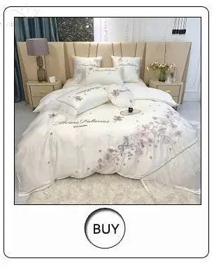 New Luxury 1000TC Egyptian Cotton Gold Chic Embroidery 4Pcs Bedding Set Quilt/Duvet Cover Set Bed Linen Fitted Sheet Pillowcases Calm and Class