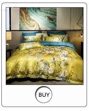 New Luxury 1000TC Egyptian Cotton Gold Chic Embroidery 4Pcs Bedding Set Quilt/Duvet Cover Set Bed Linen Fitted Sheet Pillowcases Calm and Class