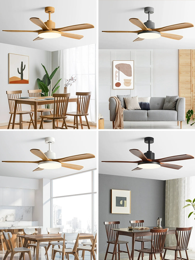 60-Inch Wind Scandinavian Solid Wood Fan Lamp For Tranquil Living Room