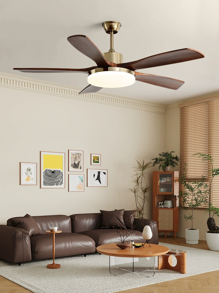 60-Inch Wind Scandinavian Solid Wood Fan Lamp For Tranquil Living Room