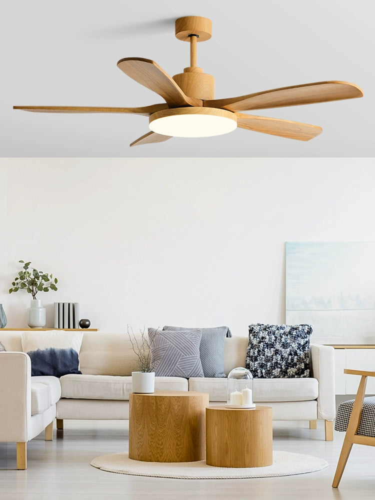 60-Inch Wind Scandinavian Solid Wood Fan Lamp For Tranquil Living Room