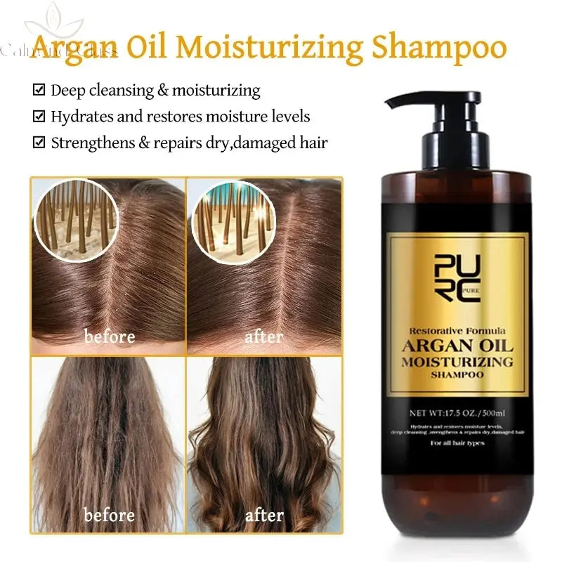 PURC Morocco Argan Oil Hair Serum Smoothing Shampoo Conditioner And Repair Hair Mask Sets Scalp Treatment Hair Care Calm and Class