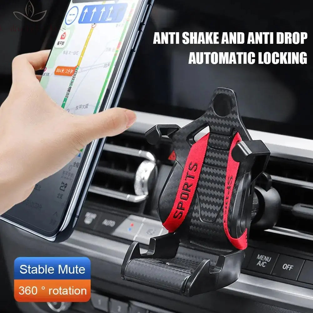 Racing Seat Universal Air Vent Mobile Phone Holder - Clip Mount Car Navigation Holder 360 Degree Rotation Car Phone Holder Calm and Class