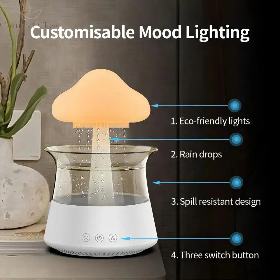 Relax Cloud Rain Diffuser Humidifier Raindrop Aromatherapy Machine Ultrasonic Atomization Humidification Colorful Lamp Calm and Class