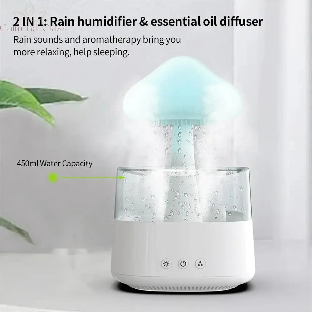 Relax Cloud Rain Diffuser Humidifier Raindrop Aromatherapy Machine Ultrasonic Atomization Humidification Colorful Lamp Calm and Class