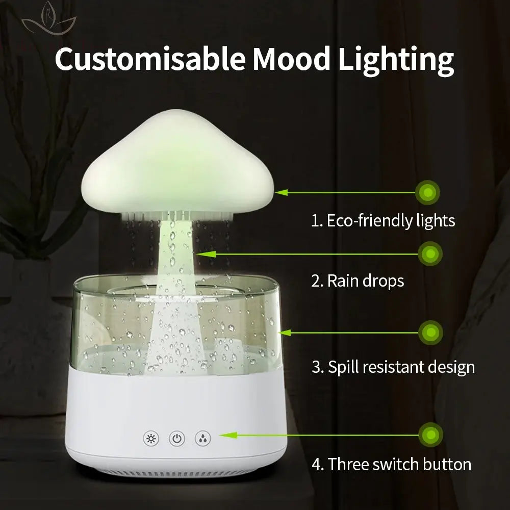 Relax Cloud Rain Diffuser Humidifier Raindrop Aromatherapy Machine Ultrasonic Atomization Humidification Colorful Lamp Calm and Class