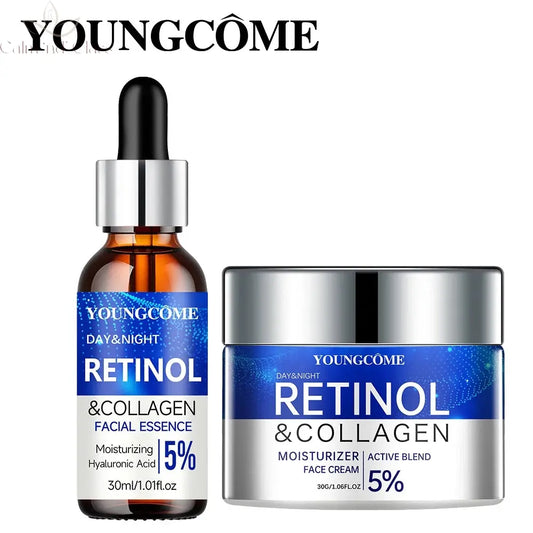 Retinol Cream Serum Combo Set Locks In Moisture Repairs Skin Smoothes Wrinkles Increases Elasticity For Younger Healthier Skin Calm and Class