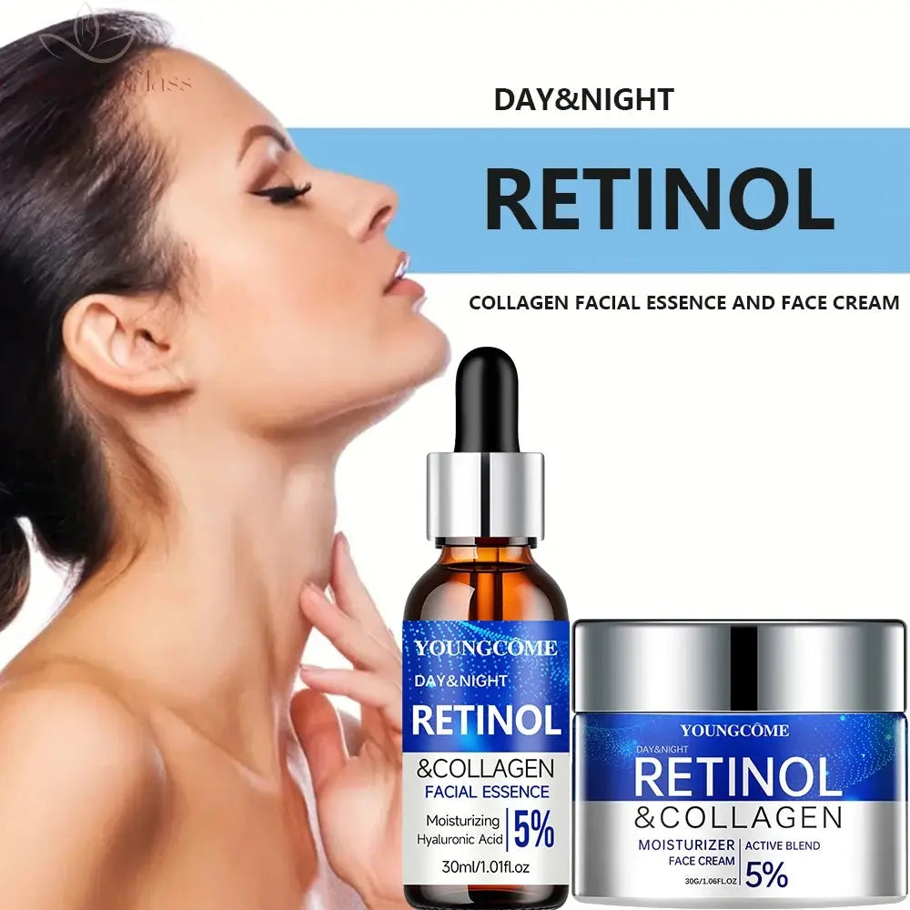 Retinol Cream Serum Combo Set Locks In Moisture Repairs Skin Smoothes Wrinkles Increases Elasticity For Younger Healthier Skin Calm and Class