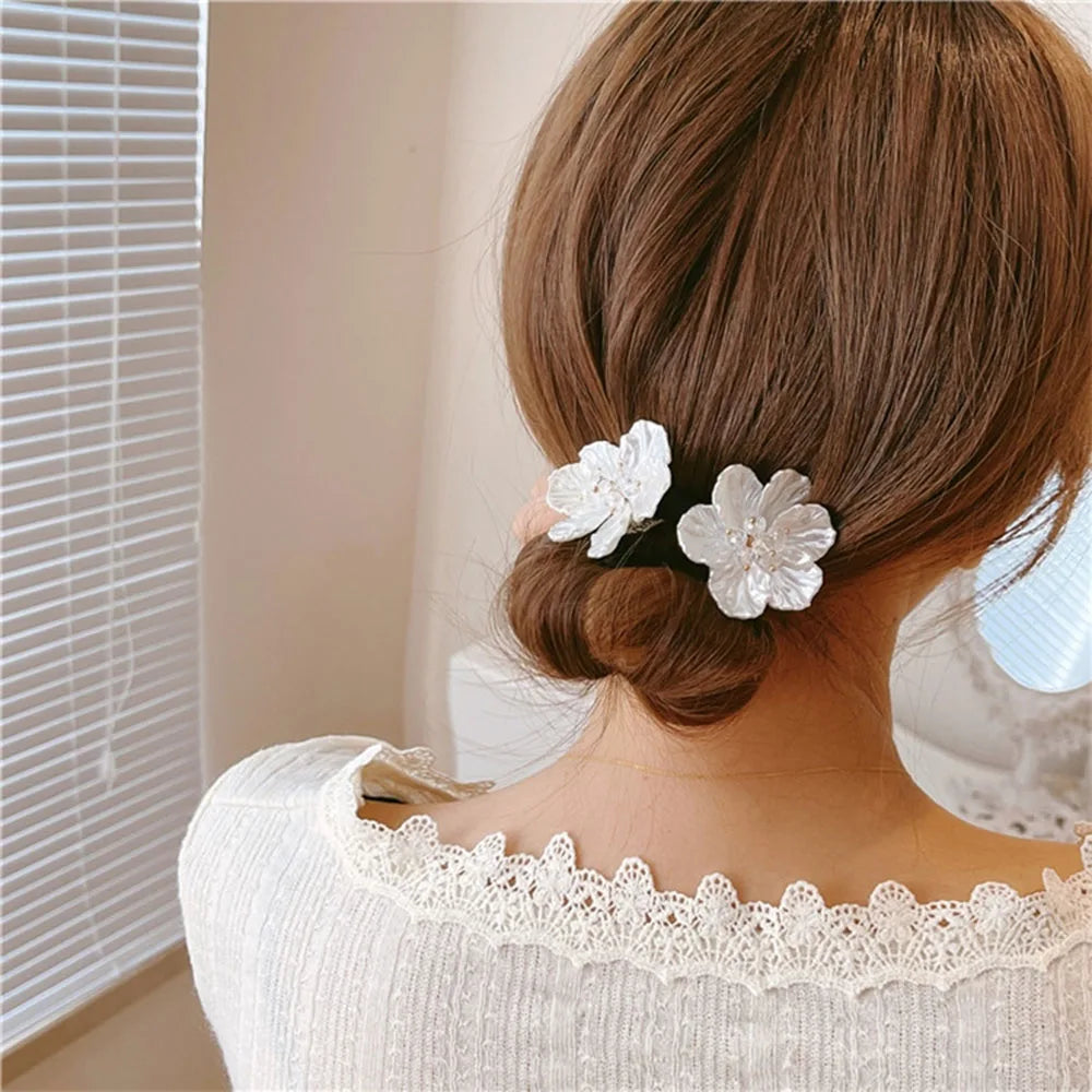 Vintage Shell Pearl Hairpin Bun Hairstyle Tool for Women