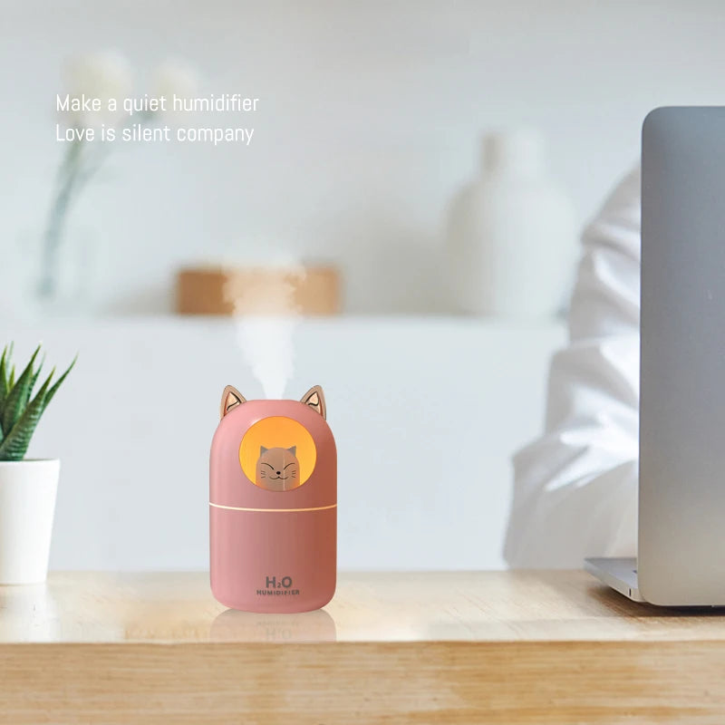 300ML Air Humidifier Cute Cat Ultra-Silent Aromatherapy