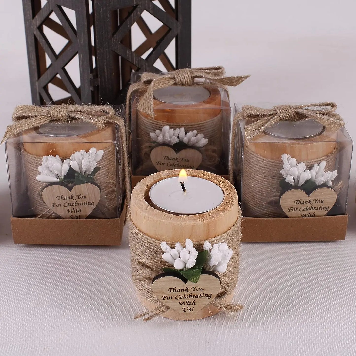 Guest Gift Candle for Wedding Wooden Tealight Holders