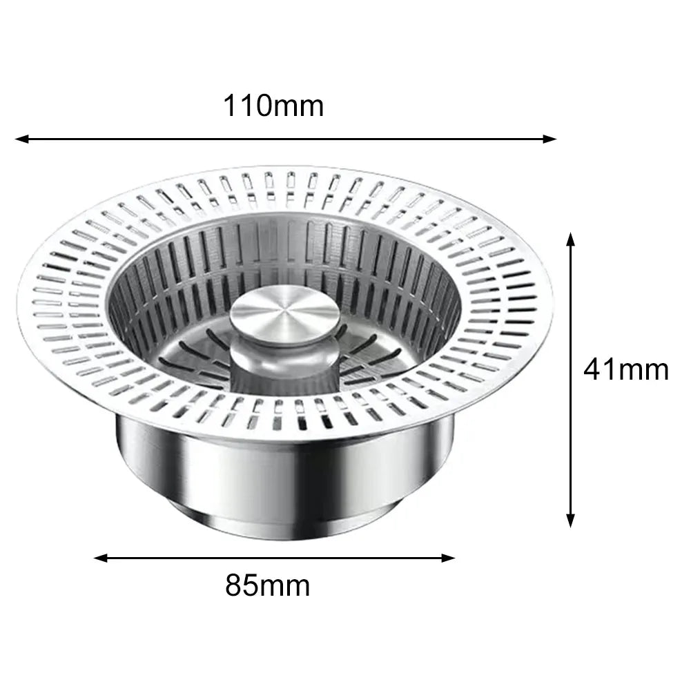 3 In 1 Kitchen Sink Drain Strainer Stainless Steel Stopper