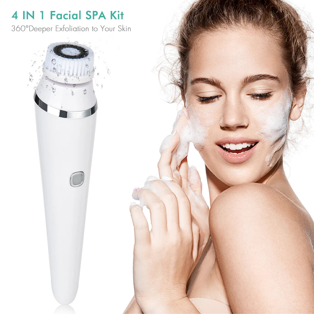 4 In 1 Electric Facial Cleansing Brush for Deep Pore Care