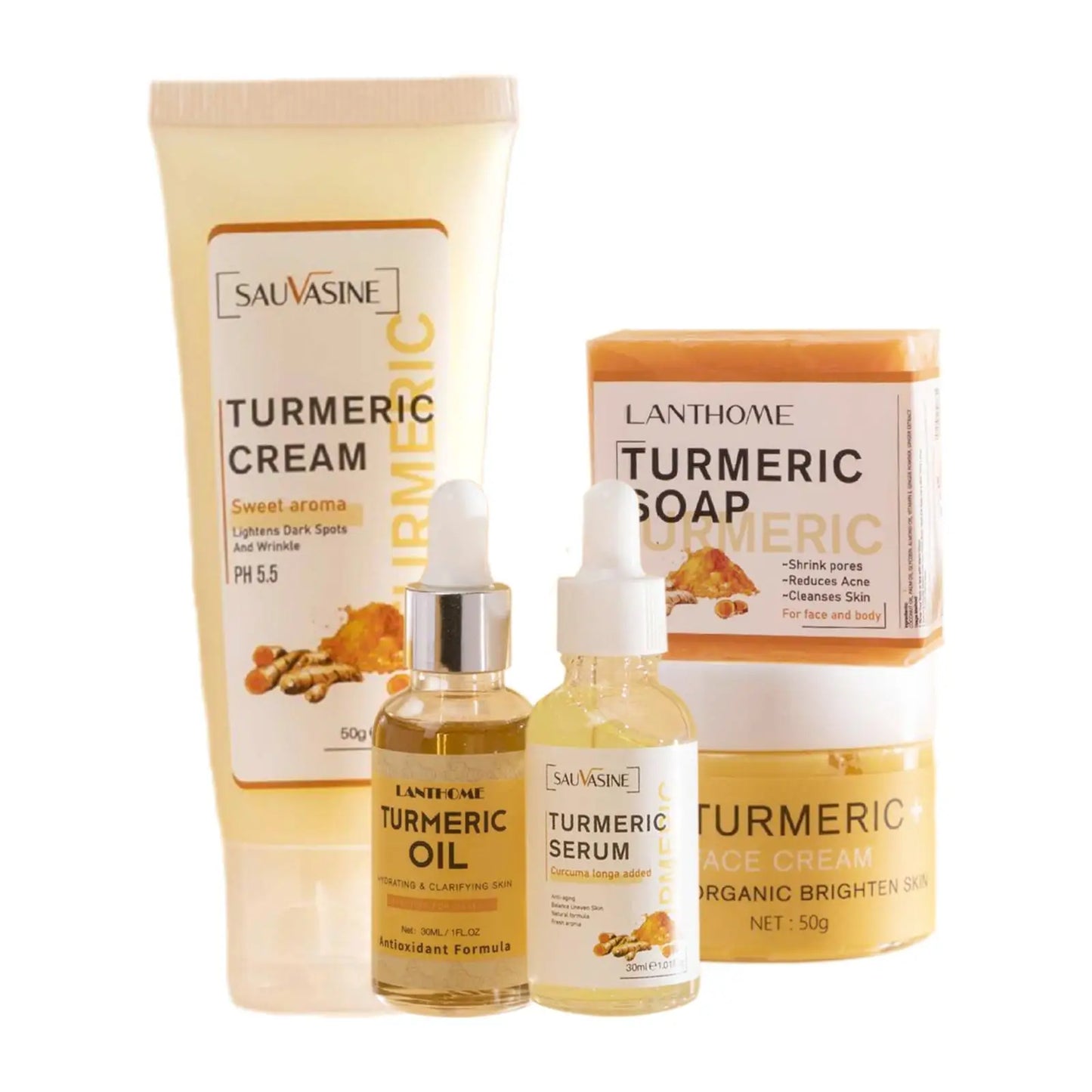 5 Piece Set Turmeric Facial Care for Radiant Skin Care